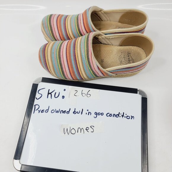 Dansko Women's Multicolor Striped Vegan Espadrille Style Casual Clogs Size 7.5 - Picture 8 of 8